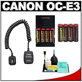 Canon Off-Camera Shoe Cord OC-E3 + (8) Batteries & Charger + Cleaning Kit f ....