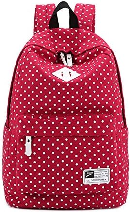 Polka Dot Canvas Unisex Women and Man Canvas Rucksack Casual Daypack Backpack Laptop Backpack College Bookbag Book Tote Bag for Teens Students