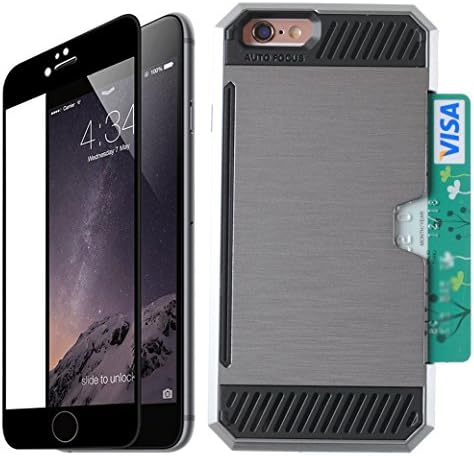 [Card Standing] Color Screen Protector Film *Bonus Protector* [Card Slot Bumper] Super Slim Fit Light Case for iPhone 6 Plus / 6S Plus (Titanium Grey)