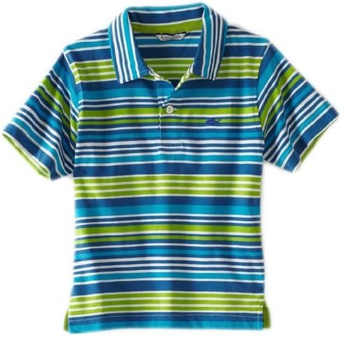 Kitestrings Little Boys' Toddler Jersey Short Sleeve Polo Shirt, Green Stripe, 3T