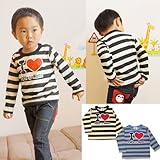 (アイラブパパ&ママ)I lovePaPa&Mama 2015 アイラブプリント ボーダー柄 長そでTシャツ 90cm サックス