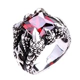 Beautiful Garnet Gemstone Ring for Men's .925 Silver Jewelry Fashion-Size 8
