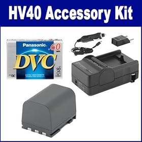 Canon VIXIA HV40 Camcorder Accessory Kit includes: SDBP2L12 Battery, DVTAPE Memory Card, ZELCKSG Care & Cleaning