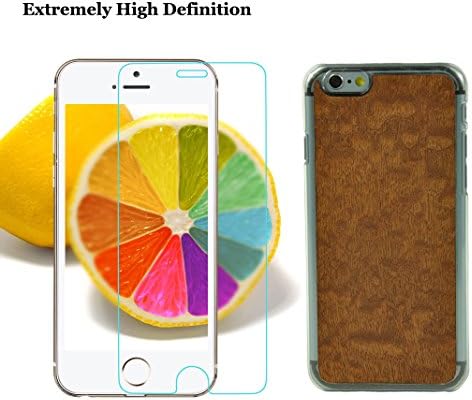 Slickmade Ultra Slim Wood iPhone 6 Case All Clear Transparent Clear Bumper for Apple iPhone 6 Case (4.7-inch) With R Shape Cutting Tempered Glass Screen Protector 8-9 H Hardness, Oleophobic Extreme Sensitivity Touch, Anti-smudge, Bubble-free Apply (combination set 4)