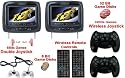 New Black Pair Headrest 9" LCD Car Monitors with Region Free DVD player Sony Laser USB SD Inc. 32 Bit Game and 2 Wireless game controllers RCA Video input & RCA Video OutPut!
