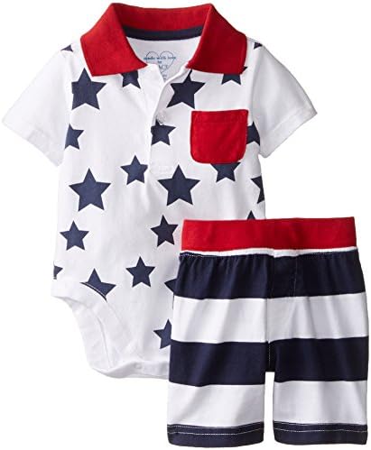 The Children's Place Baby-Boys Newborn Americana Short Sleeve Knit and Short Set, White, 12-18 Months