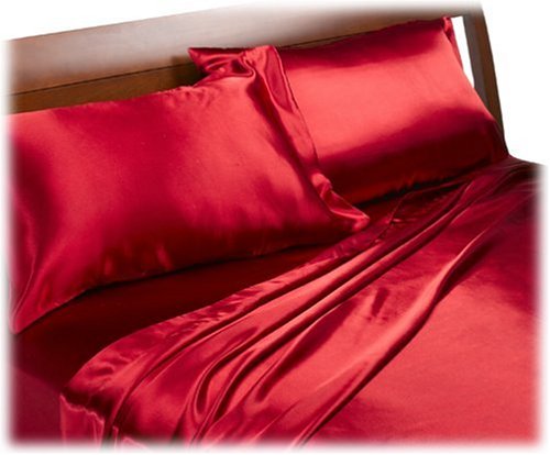 Cheap Divatex Home Fashions Royal Opulence Satin Queen Sheet Set, Red