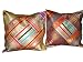 2 Deep Orange Blue Red Sari Zari Borders Cushion Covers 16"