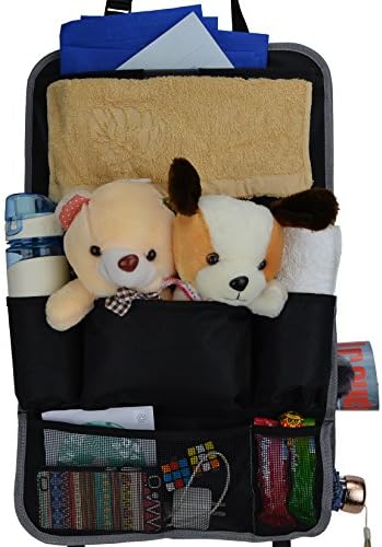 Tsye Backseat Organizer - Luxury Car Storage Organizer - Multi-pocket Hanging Seat Back Organizer Storage Bag for Vehicle Car - Perfect for Your Kids Accessories, Ipad, Tablets, Toys, Sippy Cups, Water Bottle, Umbrella, Etc - Designed to Fit Most Vehicles with the Aid of Adjustable Straps Top and Bottom Which Keeps the Car Storage Backseat Organizer Securely in Position - Makes a Great Car Seat Protector (black)