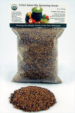 3 Part Salad Sprout Mix - Certified Organic Sprouting Seed: Radish, Broccoli, Alfalfa 1... by Living Whole Foods
