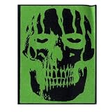 Black Skull on Green - Screenprinted Sew On or Pin On Cloth Patch
