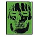 Black Skull on Green - Screenprinted Sew On or Pin On Cloth Patch