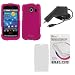 GTMax Rapid Car Charger w/ IC Chip + Hot Pink Rubberized Hard Cover Case + LCD Screen Protector for Verizon LG Vortex VS660
