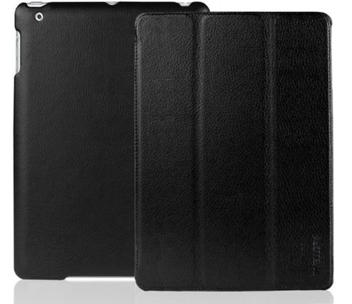INVELLOP Leatherette Case Cover for iPad mini (Built-in magnet for sleep/wake feature) (Black)