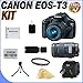 Canon EOS Rebel T3 12.2 MP CMOS Digital SLR with 18-55mm IS II Lens (Black) & Canon EF 75-300mm f/4-5.6 III Telephoto Zoom Lens (2 Lens Kit!!!!) + Extra LPE10 Battery + 58mm UV Filter Kit + USB Card Reader + Deluxe Case w/Strap+Accessory Kit