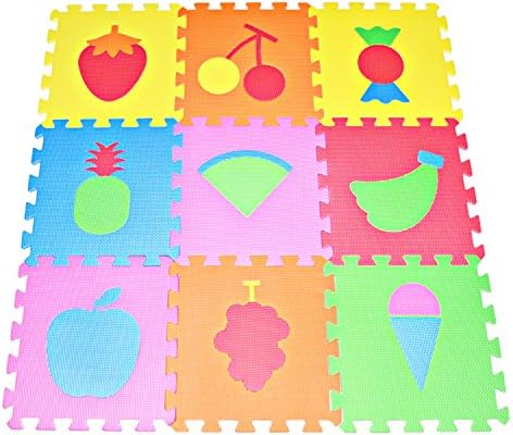 Fruit Puzzles Play Mat 9-tile EVA Foam Multi-color Kids Floor by Poco Divo
