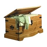 Ambientehome 57033 Truhe Donez mit geradem Deckel Kiefer massiv antik gewachst T/B/H 51.5 x 96 x 56 cm