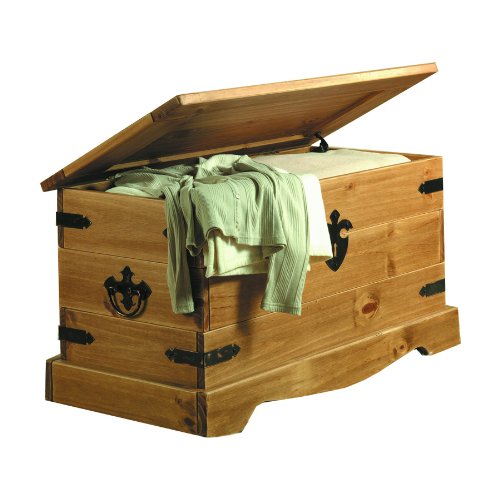 Ambientehome 57033 Truhe Donez mit geradem Deckel Kiefer massiv antik gewachst T/B/H 51.5 x 96 x 56 cm