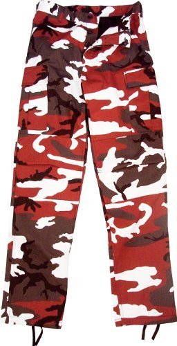 Camouflage military bdu pants, army cargo fatigues (red camouflag…