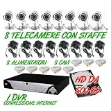 KIT DVR H264 LAN VIDEOSORVEGLIANZA HD 8 CANALI TELECAMERA CCD DA CELLULARE WEB