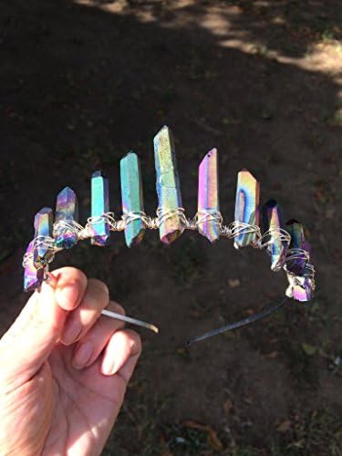 Rainbow Goddess crown, rainbow titanium quartz crystal crown