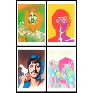 Beatles Psychedelic Beatles - Lennon McCartney Harrison Starr - Psychedelic - Richard Avedon - Set of 4 11x17 Posters