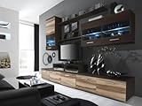 WOHNWAND ANBAUWAND WOHNZIMMER MÖBEL WENGE WALNUSS +GRATIS BELEUCHTUNG GALINO 108767