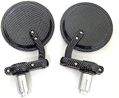 CARBON 3" ROUND 7/8" HANDLE BAR END MIRRORS FOR CUSTOM YAMAHA BOBBER CAFE RACER