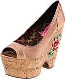 Betsey Johnson Women's Rosetaa Wedge Pump,Blush Satin,7 M US