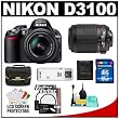 Nikon D3100 Digital SLR Camera & 18-55mm VR + 55-200mm VR Lens with 16GB Card + Filters + Case + Accessory Kit