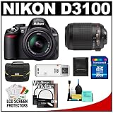 Nikon D3100 Digital SLR Camera & 18-55mm VR + 55-200mm VR Lens with 16GB Card + Filters + Case + Accessory Kit
