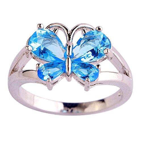 Psiroy Women's 925 Sterling Silver 2.25cttw Blue Topaz Filled Ring