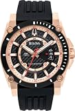 Bulova #96B156 Men's Precisionist Rose Gold Tone Polyurethane Strap 300M Dive Watch