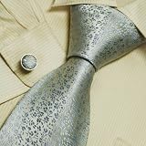 Silver Pattern Mens Dress Ties Fathers Day Gifts Handmade Silk Neck Ties Cuff Links Set 5099