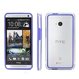 GMYLE (TM) Blue Rubberized Plastic Flexible Protective Bumper Case for HTC One M7