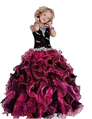 Girls Organza  Lace Sequined Floor Length  Ball Gown Flower-Girl Dress/Pageant Dress 