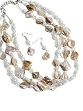 Natural Shell Chunk Necklace With Matching Earrings Fashion Jewelry