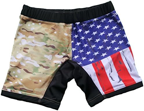 USA Flag &amp; Camo Vale Tudo Compression Shorts (S, Multicam)