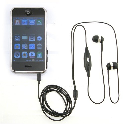 Eforcity Stereo Headset with Bulit-in Microphone and Click / Hold Button (Black) for Apple iPhone / iPhone 3G / iPod Video / iPod Touch / iPod nano