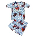 Spiderman by Marvel - Toddler Boys Short Sleeve Shortie Spiderman Pajamas, Light Blue, White, Red