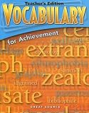 Great Source Vocabulary for Achievement: Teacher Edition Grade 7 First Course