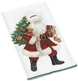 Caspari Lynn Haney Santas 2 Paper Guest Towel Package, Ivory