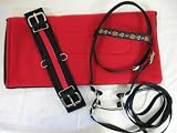 Miniature Horse / Sm Pony Saddle Pad, Bridle and Cinch Set - Red