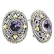 925 Silver & Amethyst Sunburst Earrings with 18k Gold Accents