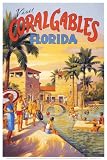 Visit Coral Gables, Florida Art Poster Print