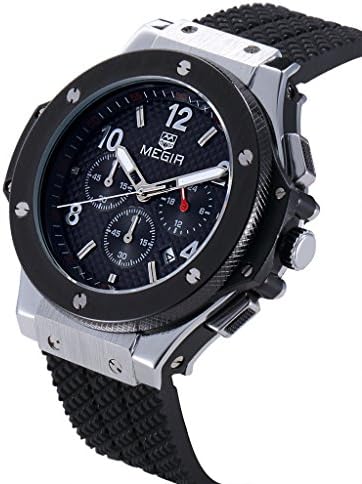 Huangtaii Men's Sport Watch with Black Band White Bezel Black Dial #Dyl-15