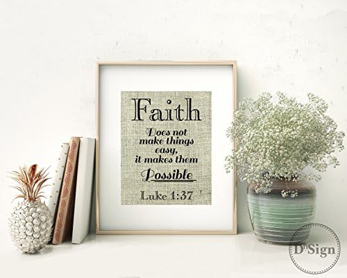 Faith Does Not Make Things Easy, It Makes Them Possible Luke 1:37, Burlap Wall Decor, Farm Home Sign, Country Chic Wedding Gift, Faith Sign