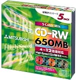 三菱化学 SW74EM5 CD-RW 650MB 5枚 スリムケース入り カラーミックス
