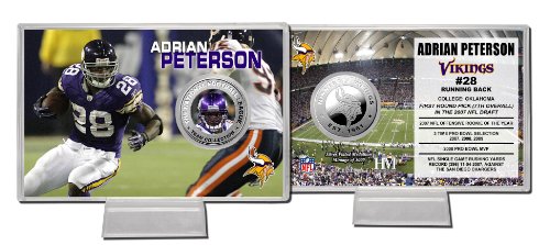 Highland Mint NFL Minnesota Vikings Adrian Peterson Silver Coin Card