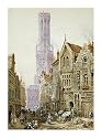 Flower Sellers In Bruges by Louise Rayner. Size 21.12 inches width by 29.92 inches height. High Quality Art Poster Print